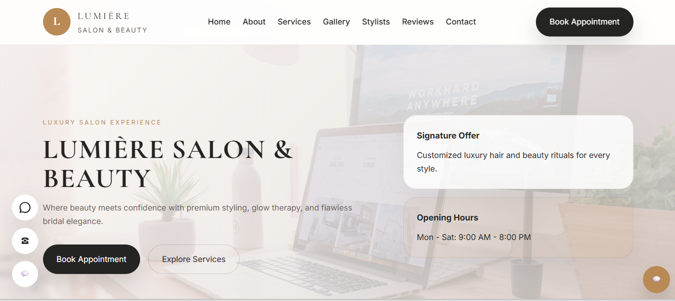 Salon website preview